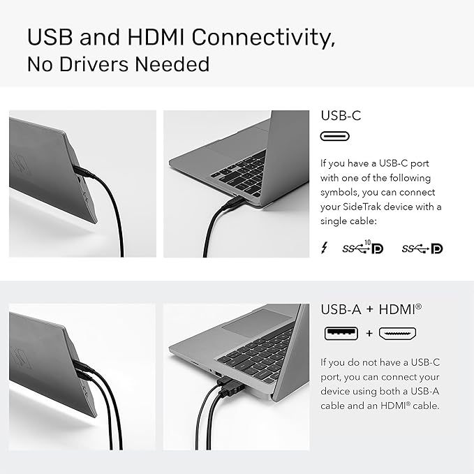 SideTrak Swivel 14" Portable Monitor - Laptop Screen Extender with Patented Swivel Hinge, Dual FHD Display, USB-C & HDMI, Dark Gray