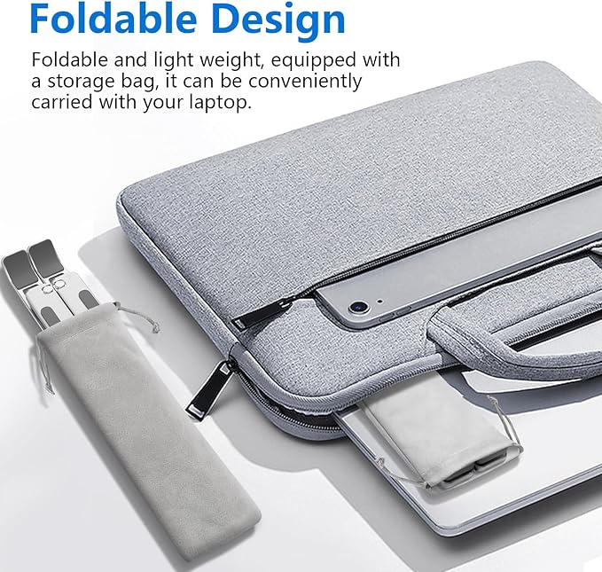 Laptop Stand for Desk, Aluminum Metal MacBook Stand，Computer Riser for Desk, Portable Foldable Adjustable Notebook Holder, Compatible with 10-15.6 Inch Laptops, iPad, Silver.