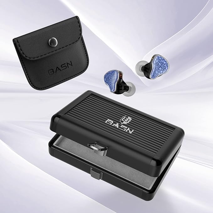 BASN Bmaster5 in Ear Monitors, 1DLC Diaphragm+4BA 5 Drivers IEM Earphones with Silver-Plated OFC Cable, Noise Isolation Wired Earbuds for Musicians (Baltic Blue)