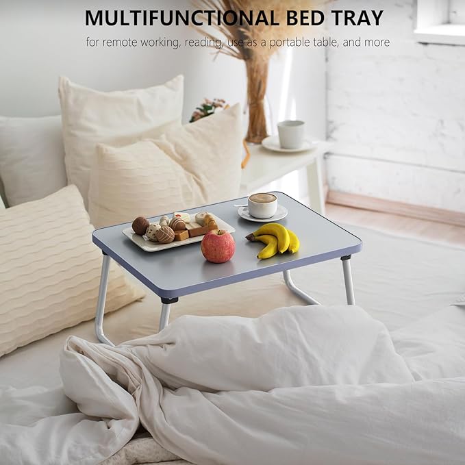 Lap Desks Laptop Tray for Bed or Couch,Portable Breakfast Serving Tray with Folding Legs,Foldable & Lightweight Mini Table, Laptop Stand for Working, Reading and Writing,Gray
