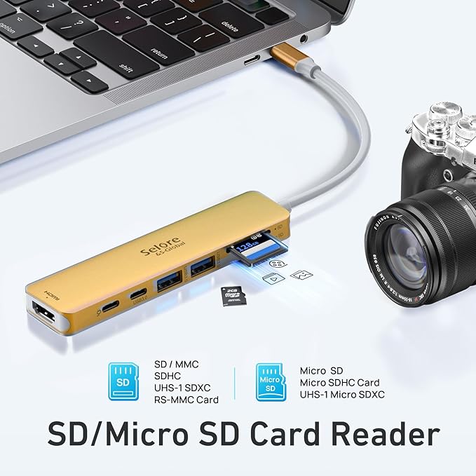 USB C Hub HDMI Adapter for MacBook Pro/Air, 7 in 1 USBC Dongle with HDMI, SD/TF Card Reader, USB C Data Port,100W PD, and 2 USB 3.0 Compatible for MacBook Pro/Air, Dell XPS, Lenovo Thinkpad.