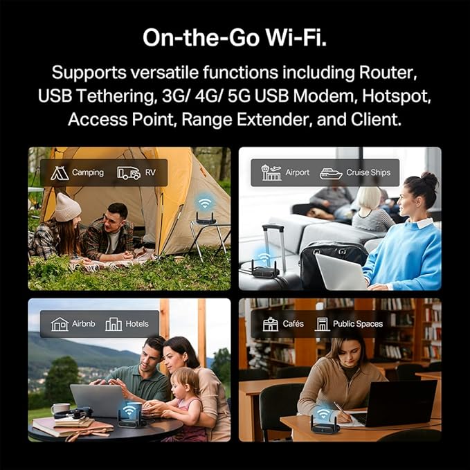 TP-Link BE3600 Wi-Fi 7 Portable Travel Router TL-WR3602BE | Dual-Band, 2.5 Gig Port, USB 3.0 | Multi-Modes in One | OpenVPN, WireGuard® | Public WiFi Sharing for Hotel/Cruise/RV/Plane | No 6 GHz