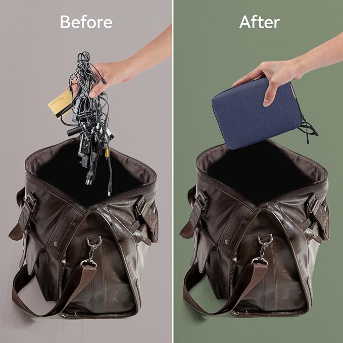 Electronics Organizer Travel Case, Small Tech Bag for Cords, Chargers, Power Bank, Earbuds – Portable Cable Pouch for Office, Business Trip, Commute – Water & Scratch-Resistant (7.28"x5.12"x2.17")