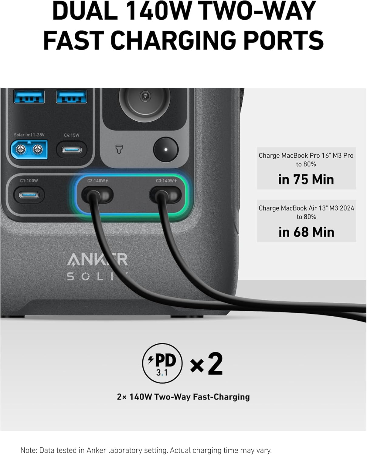 Anker SOLIX C300 DC Power Bank Station, Outdoor 288Wh Portable Power Station, LiFePO4 Battery, 300W Solar Generator, for Camping, Traveling, and Emergencies (No Wall Charger Included)