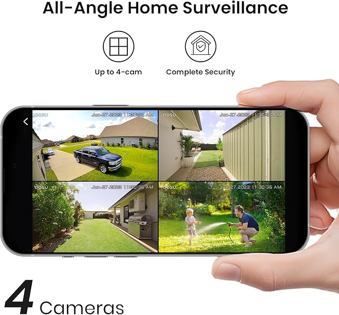AOSU Security Cameras Outdoor Wireless, Add-On Camera, Add-On Cameras Must Be Connected to Homebase and Cannot Be Used Independently; Homebase Supports Simultaneous Connection of Up to 4 Cameras