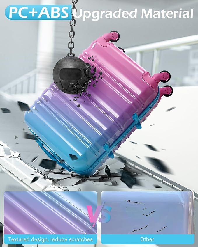 LONG VACATION Carry On Luggage Sets 3 Piece 20 Inch Suitcase Set, ABS+PC Hardshell Lightweight Travel Luggage with Spinner Wheels & YKK Zipper TSA Lock (Blue and Pink, 20 INCH)