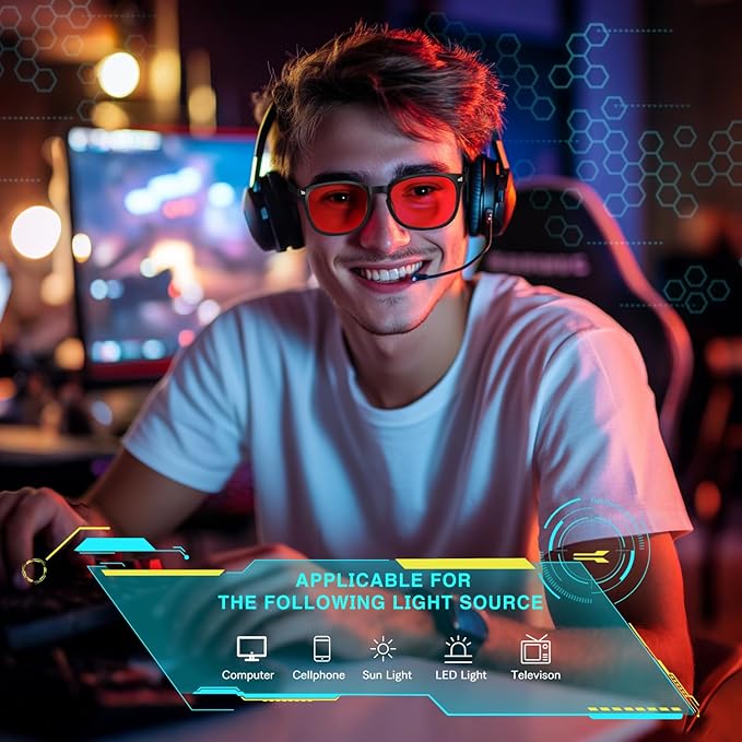 Sleep Glasses with Red Lens - 99.9% Blue Green Blocking for Computer, Gaming, TV, Phone Screens, Reduce Eyestrain, for Women & Men