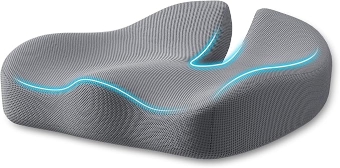 Seat Cushion, Extra Large Memory Foam Cushion for Office Chair Cushions, Ergonomic Cushions Pad Pillow for Pressure Relief Sciatica & Pain Relief for Long Sitting, Grey