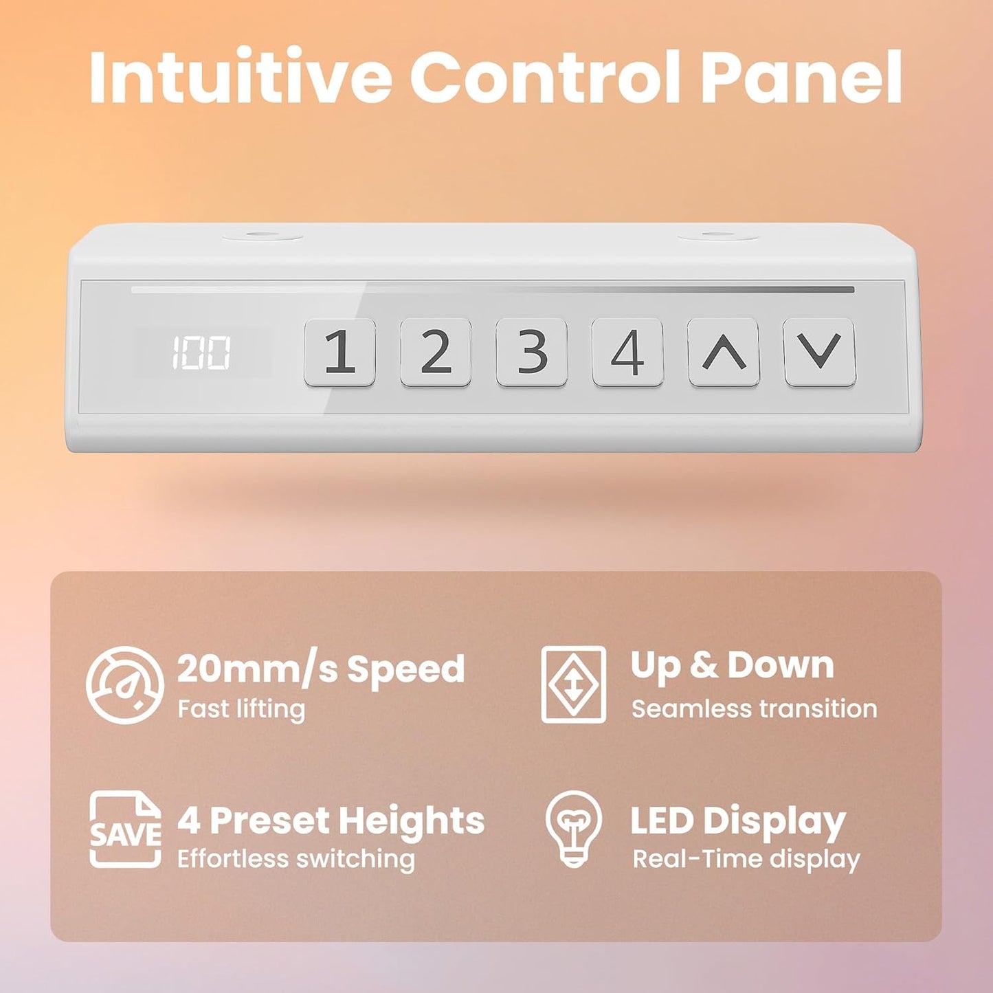 HUANUO 55 x 28 inch Electric Standing Desk Adjustable Height, 4 Memory Height Settings, Sit Stand Up Desk for Home Office & Computer Workstation, White