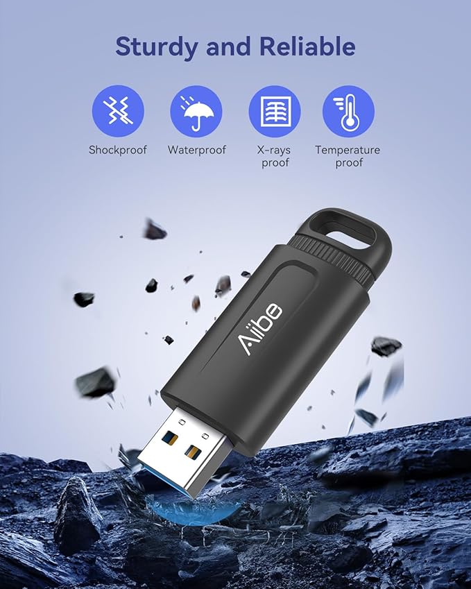 Aiibe 256GB Flash Drive USB 3.0 Thumb Drive USB Stick Retractable Memory Stick Jump Drive 256GB USB Flash Drive for PC Laptop (1 Pack Black)