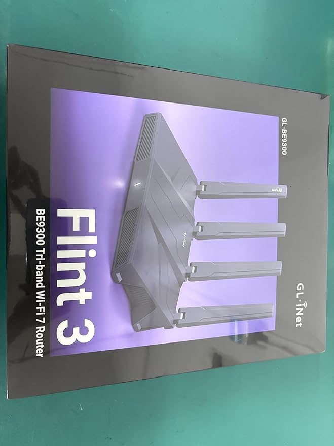 GL.iNet GL-BE9300 (Flint 3) Tri-Band WiFi 7 Router, High-Speed 6GHz Gaming WiFi Router for Wireless Internet, Long Range, 5 x 2.5G VPN Routers for Fiber Optic Modem, Computer Routers, Home & Business