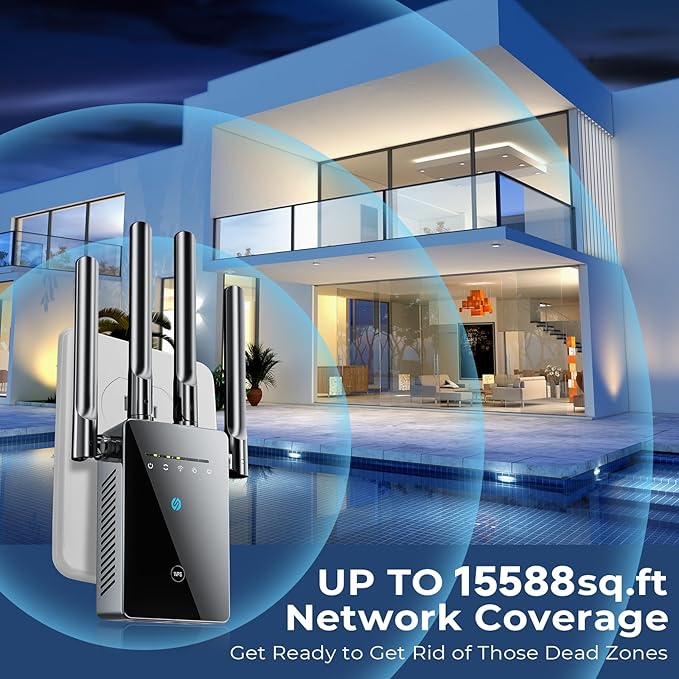 2026 Best WiFi Extender Signal Booster - 6X Faster Internet Extender WiFi Booster for Home, Long Range up to 15,588 Sq Ft, WiFi Repeater w/Ethernet Port, 1-Tap Setup, Compatible with Wireless Routers