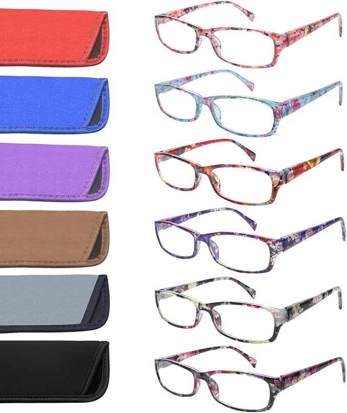 VIDEBLA Computer Reading Glasses Men and Women Anti Eyestrain Blue Light Blocking Glasses for Reading (6 Pack Mix, 2.0, x)
