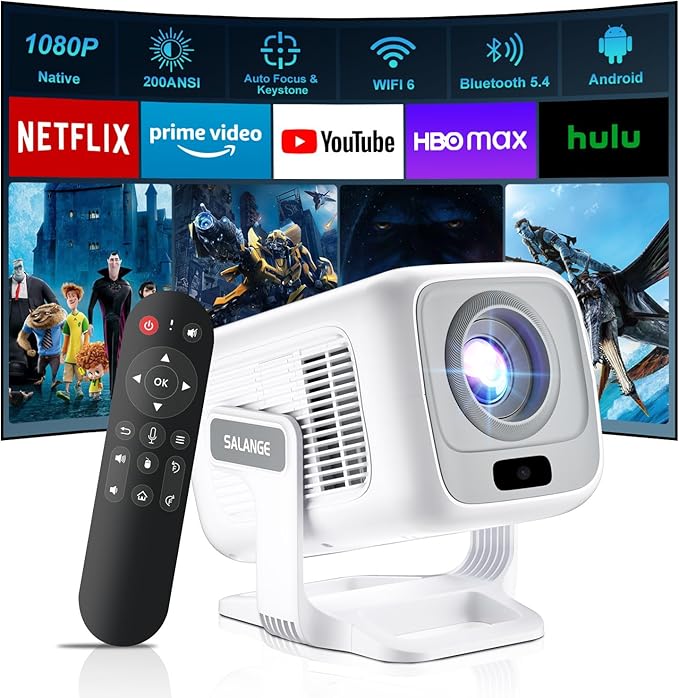 [ Auto Focus / Short Throw ] Smart Projector with Built in Apps, 5G Wifi and Bluetooth 5.4, 1080P Native Projectors 4K Outdoor Movies Projector, Mini Portable Proyector HY260Max