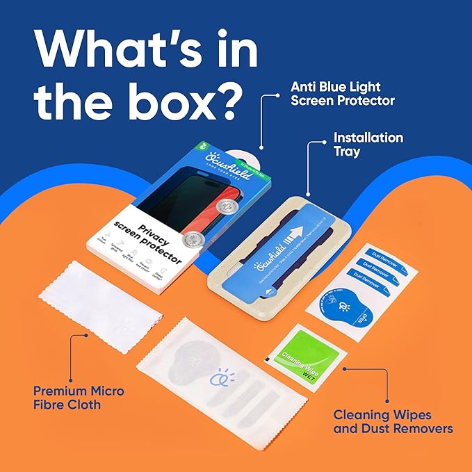 Ocushield Privacy Screen Protector for iPhone – Anti-Spy Tempered Glass, Blue Light Filter, 95% Transparency, Bubble-Free Install, Scratch-Resistant, Case Friendly