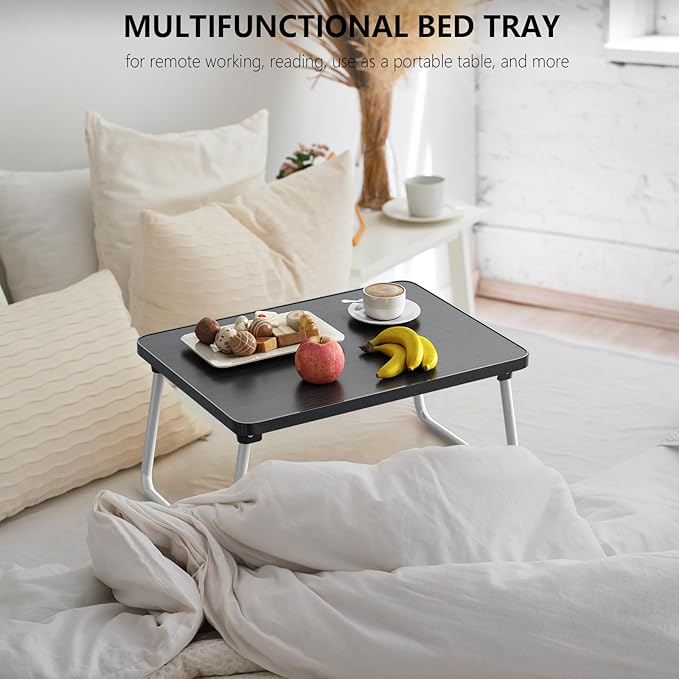 Foldable Lap Desks Laptop Tray for Bed or Couch,Portable Breakfast Serving Tray with Folding Legs,Lightweight Mini Table, Laptop Stand for Working, Reading and Writing,Black