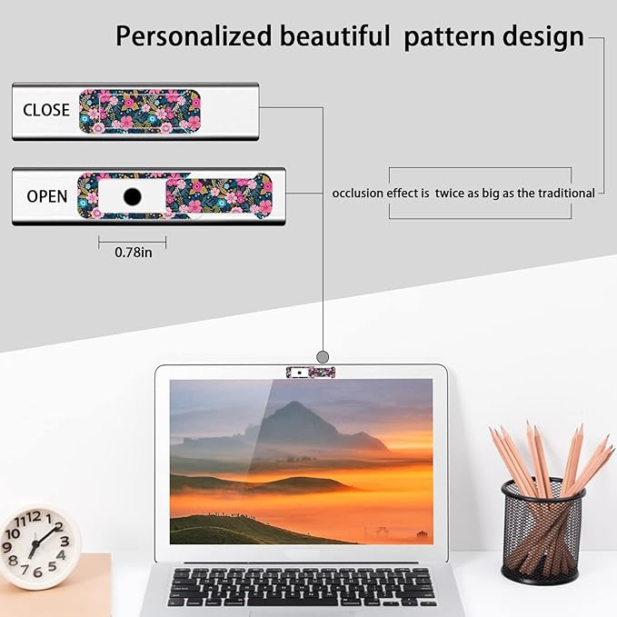 Webcam Cover, 3 Pieces, Laptop Camera Cover, Privacy Shielding Capacity is Twice as Big as The Traditional, Suitable for Computer Mobile Phones, laptops, Tablets and so on (Flower 1)