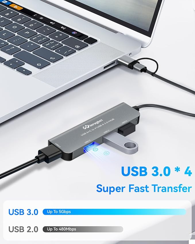 USB hub Splitter USB Splitter for Laptop,USBA 3.0 1to4,USBA/C 3.0 Splitter usbc hub for Laptop,usb3.0 Port Expander usbc Adapter to usb3.0,USB Expander,USB c hub Plug and Play