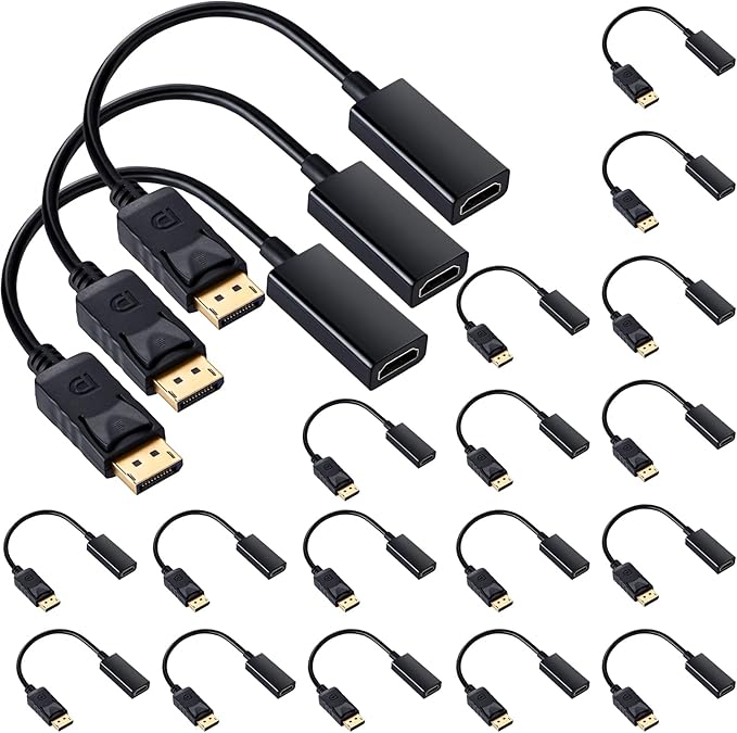 Chuangdi 20 Pack DisplayPort to HDMI Adapter Uni-Directional DP to HDMI Display Cable Male to Female for Standard DP Port Computer Laptops 4K Transfer Projector Monitor TV Screen Converter