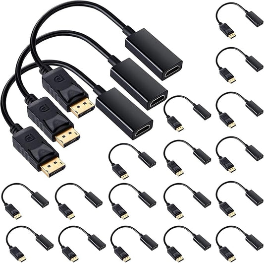 Chuangdi 20 Pack DisplayPort to HDMI Adapter Uni-Directional DP to HDMI Display Cable Male to Female for Standard DP Port Computer Laptops 4K Transfer Projector Monitor TV Screen Converter