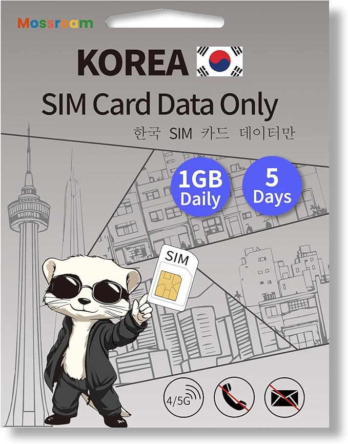 Korean SIM Card-High Speed 4/5G LTE for Fast Browsing,5 Days Plan,1GB Prepaid Data Daily, 3 in 1 SIM Card for Korea Business Travelers