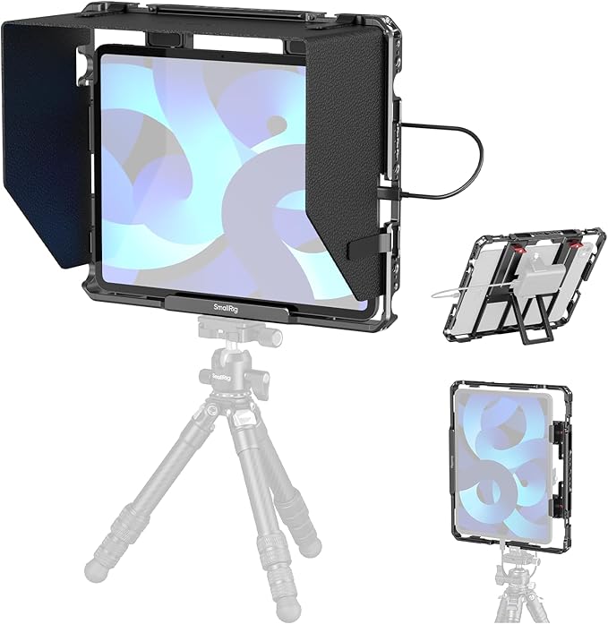 SMALLRIG Universal Metal Cage for iPad, Tripod Mount Adapter Monitor Fits for iPad Pro 12.9, Air, Mini and More, with 1/4"-20, 3/8"-16 Holes, Cold Shoe Mount - MD5059