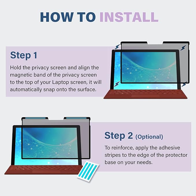 SenseAGE Magnetic Privacy Screen Protector for Surface Pro 12.3 inch (7+/7/6/5/4), Easy On/Off Privacy Filter, Anti-Blue Light, Glare, Laptop Screen Filter, Compatible with Surface Pro 12.3"