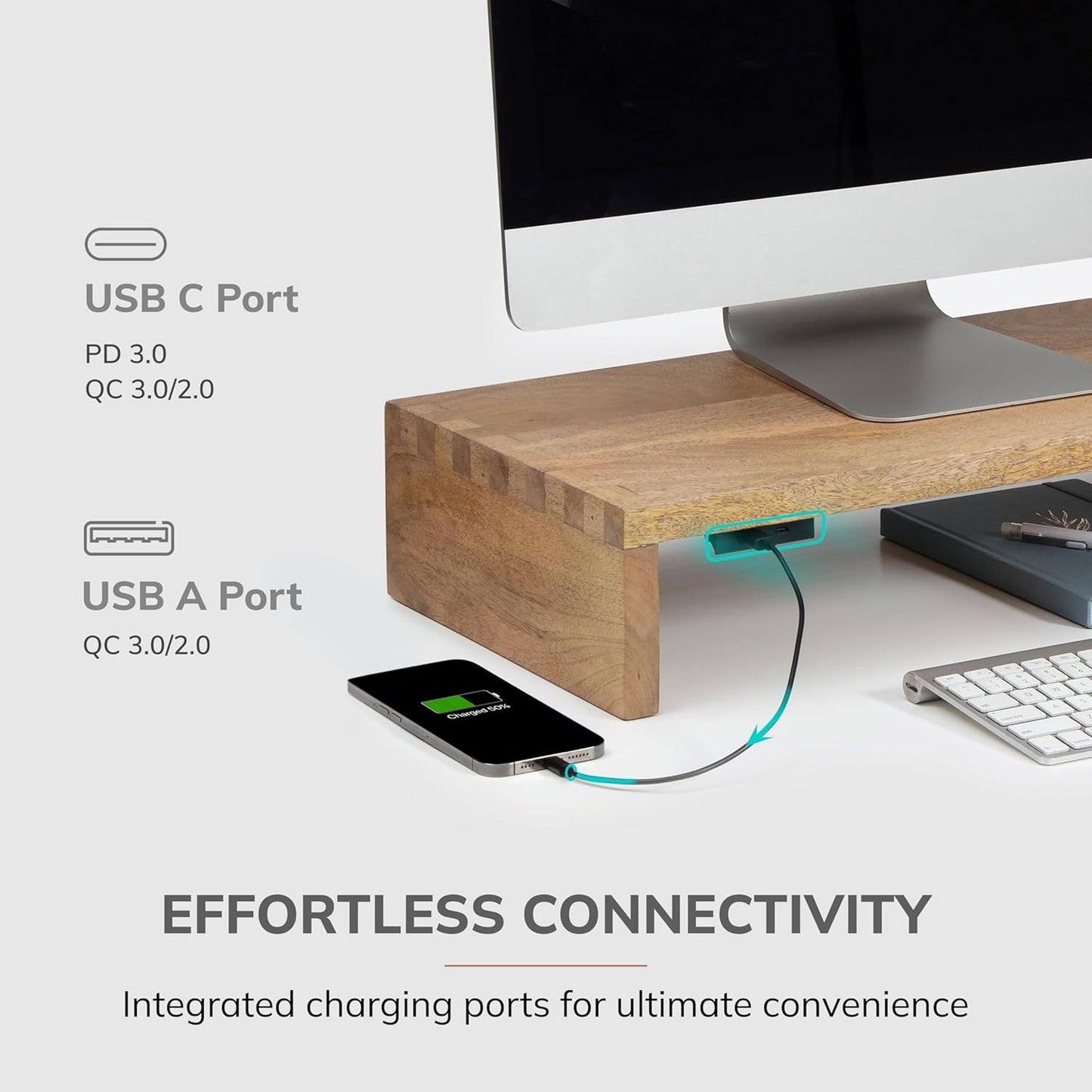 Anji Mountain Wooden Monitor Stand - Elegant Monitor Riser, Perfect Monitor Stand for Desk Organization, Durable Wood Construction monitor stands, Enhances Ergonomics and Workspace Efficiency,Natural