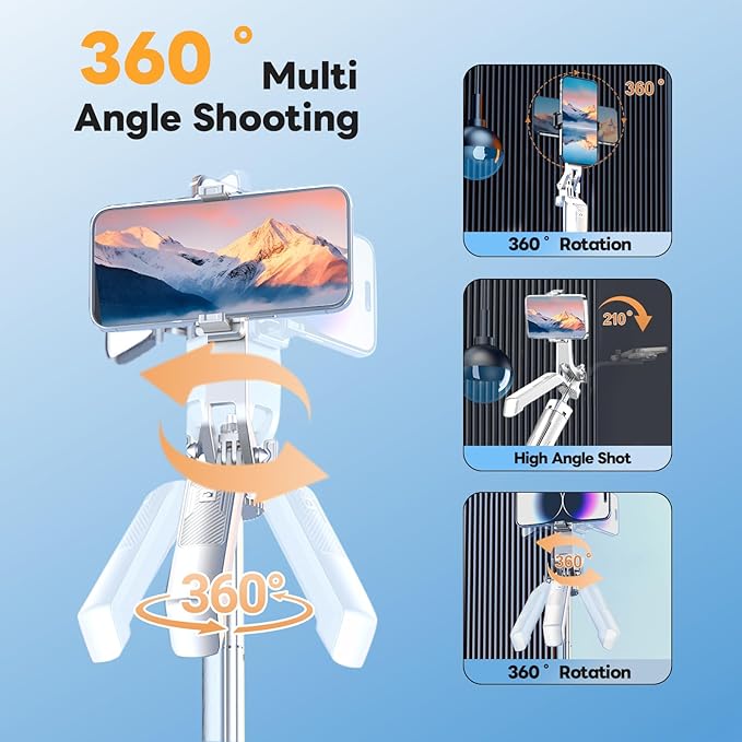 71" Selfie Stick Phone Tripod with Wireless Remote & 2 LED Fill Lights, Extendable Aluminum Phone Stand for iPhone/Android/Camera, Portable Travel Tripod for Vlogging, Live Streaming, Video Recording