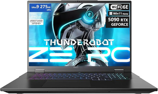 Thunderobot Zero 18 Pro 5090 Gaming Laptop, 18" QHD+ 240Hz 2.5K Hummingbird Display, Core Ultra 9 275HX, GeForce RTX 5090, 64GB DDR5, 4TB SSD, Per-Key RGB, FHD IR Camera, Wi-Fi 6E, Win 11 Home