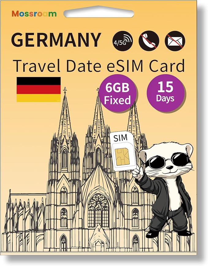 Germany SIM Card-High Speed 4/5G LTE for Fast Browsing,15 Days Plan,6GB Prepaid Data Total, 3 in 1 SIM Card for German Business Travelers