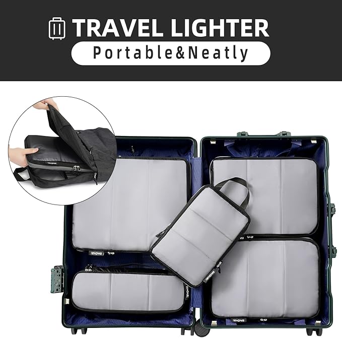 BAGAIL 6 Set Ultralight Compression Packing Cubes Packing Organizer for Travel Accessories Luggage Suitcase Backpack