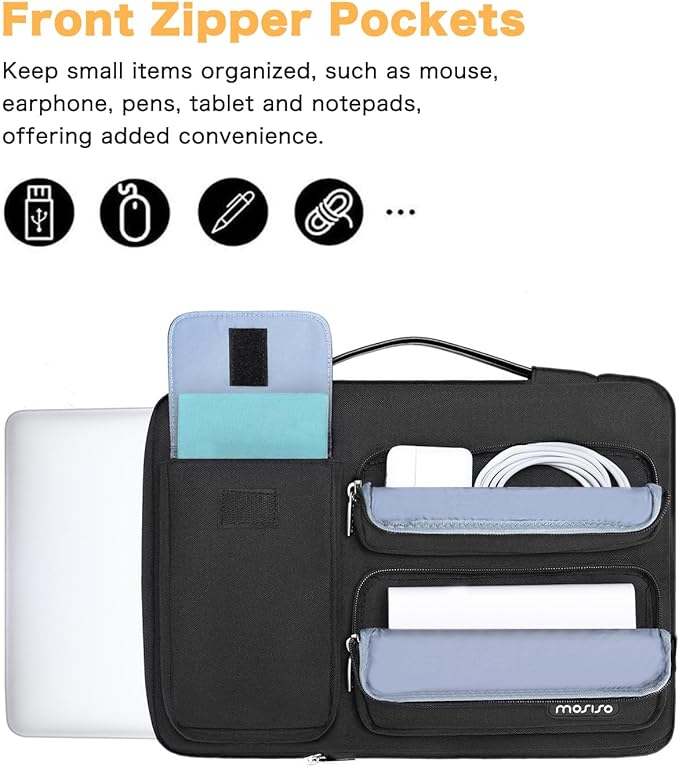 MOSISO 360 Protective Laptop Case 17.3 inch, 17-17.3 inch Laptop Sleeve Compatible with Dell HP Lenovo Asus Acer Alienware Notebook Computer,Side Open Bag with 2 Raised&1 Flapover Pockets, Black