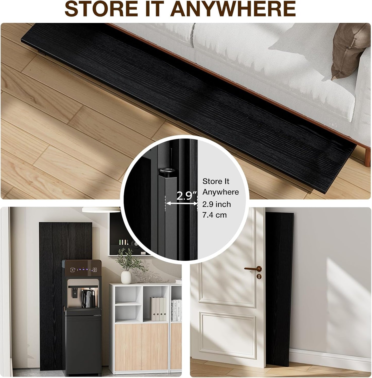 TEMI Long Computer Desk Folding Table - 55.1" Foldable Office Desk, No Assembly, Perfect Writing Table for Bedroom or Apartment, Portable Large Desk or Study Table with Compact Design, Dark Oak