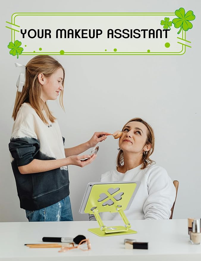 Tablet Stand for iPad,360° Rotating Desktop Holder - Aluminum Adjustable & Foldable Desk Holder for iPad Pro 12.9/11,Air 10.9,Samsung Tab S9,Portable Home/Office,Gift for Adults,Teens (Green)