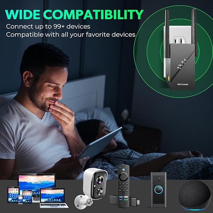 2025 WiFi 6 Extender Internet Booster for Home, Longest Range up to 18k sq. ft, 3Gbps Dual Band Faster Speed Access Point, Wireless Internet Repeater with Gigabit Ethernet Port, Mesh WiFi, 1-Tap Setup