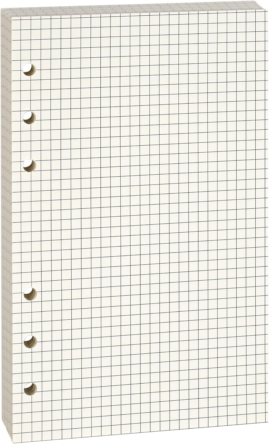 A6 Grid-Ruled Refill Paper, 100gsm Thick Beige No-Bleed Sheets (80-Pack), Pre-Punched – Fits A6 6-Ring Binders for Office, School & Teachers