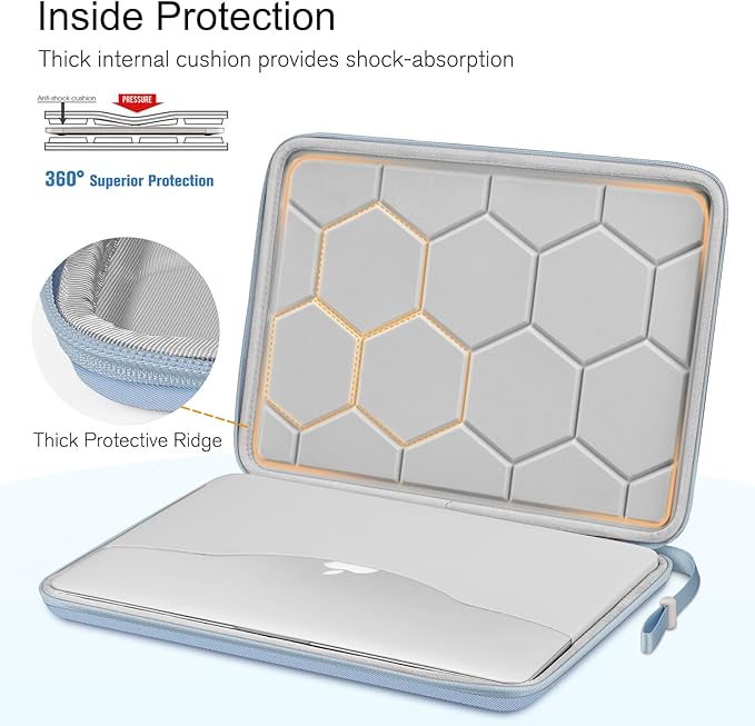 FINPAC Hard Laptop Sleeve Case for 15.3 inch MacBook Air M4 M3 M2 2025 2024, 16.2 inch MacBook Pro M4/M3/M2/M1 Pro/Max A2991 A2780 A2485 A2141, Waterproof Case for Surface Laptop/Book, Ice Blue
