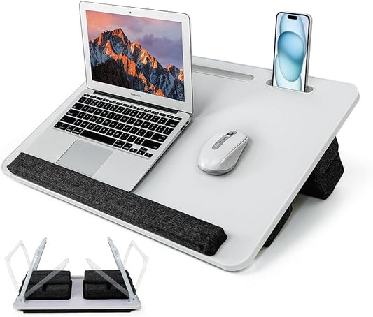 Lap Desk for Laptop with Cushion,Folding Laptop Desk for Bed,Bed Desk,Portable Computer Lap Desk,23.62"*15.74",White