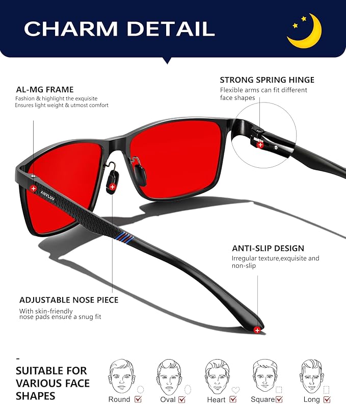 ANYLUV Blue Light Glasses Men, Relieve Eyestrain and Eye Protection, Al-Mg Metal Computer Blue Light Blocking Glasses