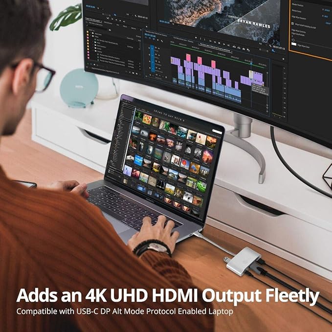 SIIG USB-C Hub with 4K 30hz HDMI, 85W Laptop Charging, and 3X USB 3.1 Gen 1 Type A Ports - 5-in-1 Video Adapter Docking Station - for MacBook Pro, Surface Pro 6/7 and USB-C Laptops (JU-H30612-S2)