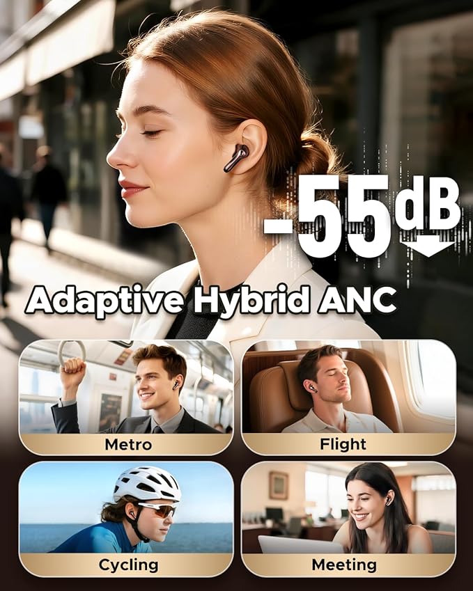 SoundPEATS Air5 Pro Adaptive Hybrid Noise Cancelling Wireless Earbuds, Qualcomm Snapdragon Sound, aptX™ Lossless, LDAC LE Hi-Res Audio, 6 Mics AI CVC 8.0 Call, 37H Playtime, IPX5 Waterproof, BT 5.4