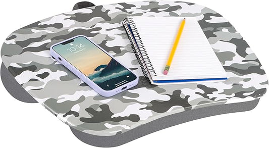 LAPGEAR MyStyle Portable Lap Desk with Cushion - Gray Camo - Fits up to 15.6 Inch Laptops - Style No. 45325