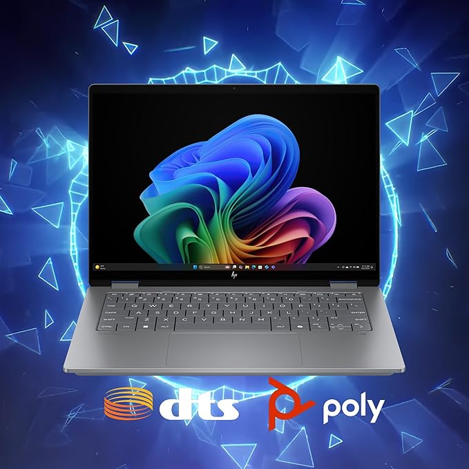 HP OmniBook X Flip 2-in-1 Copilot+ AI PC Laptop | 14" WUXGA Touch 400nits | AMD 6-core Ryzen AI 5 340 (Up to 50 Tops) | 16GB DDR5 512GB SSD | Backlit Wi-Fi6E 5MP IR Camera Poly Win11 w/DLCA Accessory