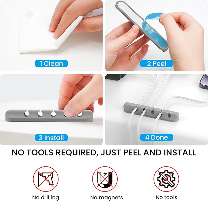 AhaStyle Cable Clips, 3 Pack Cord Holders Cable Organizer Self Adhesive Cord Keeper for Desktop Organizing USB Cable/Nightstand Power Cord/Mouse Cable/Wire PC/Cord Clips for Home Office and Car