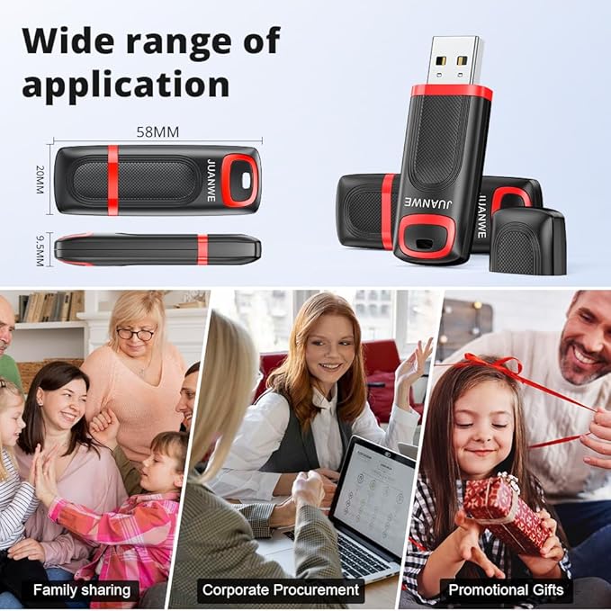 JUANWE 64 GB Flash Drives 5 Pack, USB Drives Thumb Drives 5 Pack Jump Drives Multipack, USB Sticks with LED Indicator for Computer Data Storage