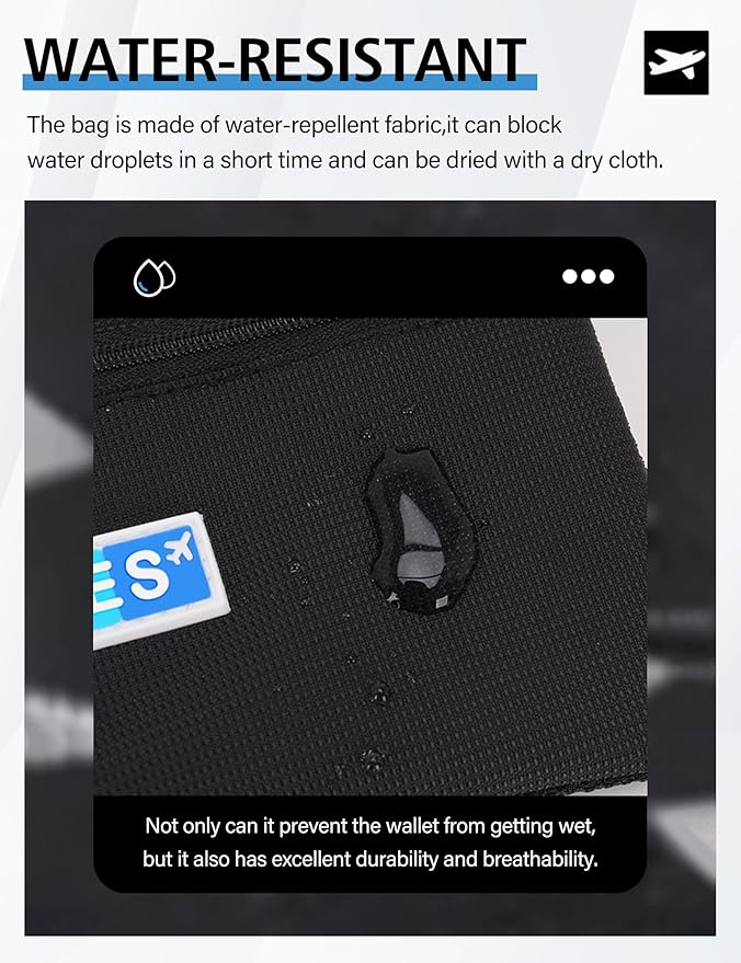 Peicees World Travel Essentials Currency and Passport Organizers Cash Cards Tickets Holder RFID Blocking Wallet, Black