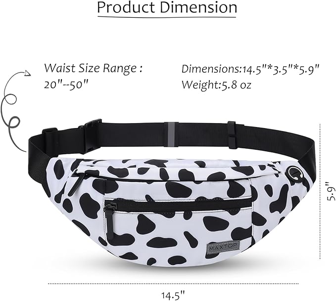 MAXTOP Large Crossbody Fanny Pack with 4-Zipper Pockets,Gifts for Enjoy Sports Festival Workout Traveling Running Casual Hands-Free Wallets Waist Pack Phone Bag Carrying All Phones