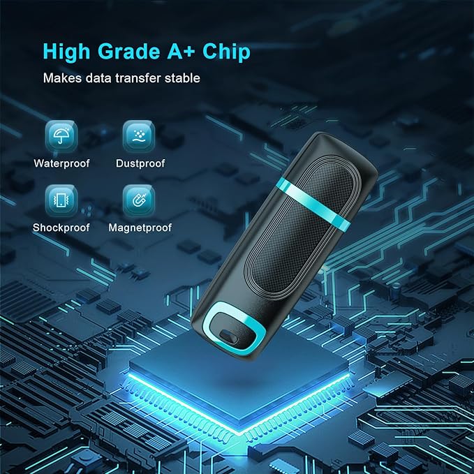 RAOYI 10 PCS 64GB USB 2.0 Flash Drive Thumb Drive Memory Stick Jump Drive Zip Drive for Data Storage and Backup (10 Pack, Cyan)