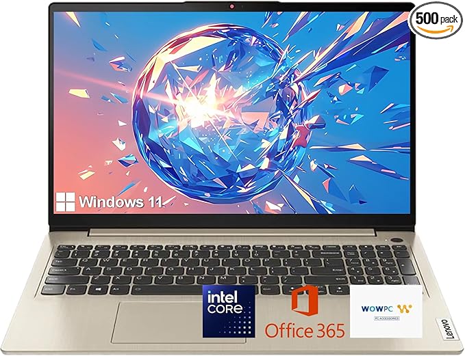 Lenovo Laptop for Business and Student | Intel Core |15.6 Anti-Glare Screen | 1 Year Office 365 | 20GB RAM | 512GB SSD + 128GB eMMC | 1TB Cloud Storage | 11HR Battery | Windows 11 | WOWPC USB